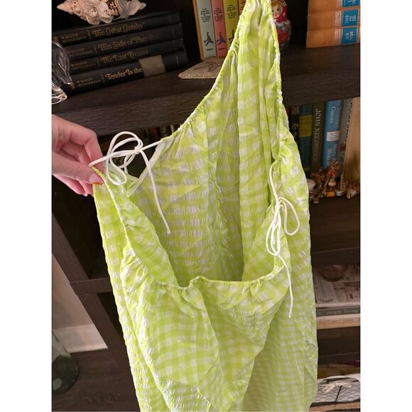 NWT For Love & Lemons Maureen Green & White Gingham Midi Dress Size Small - Picture 9 of 11